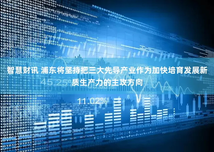 智慧财讯 浦东将坚持把三大先导产业作为加快培育发展新质生产力的主攻方向